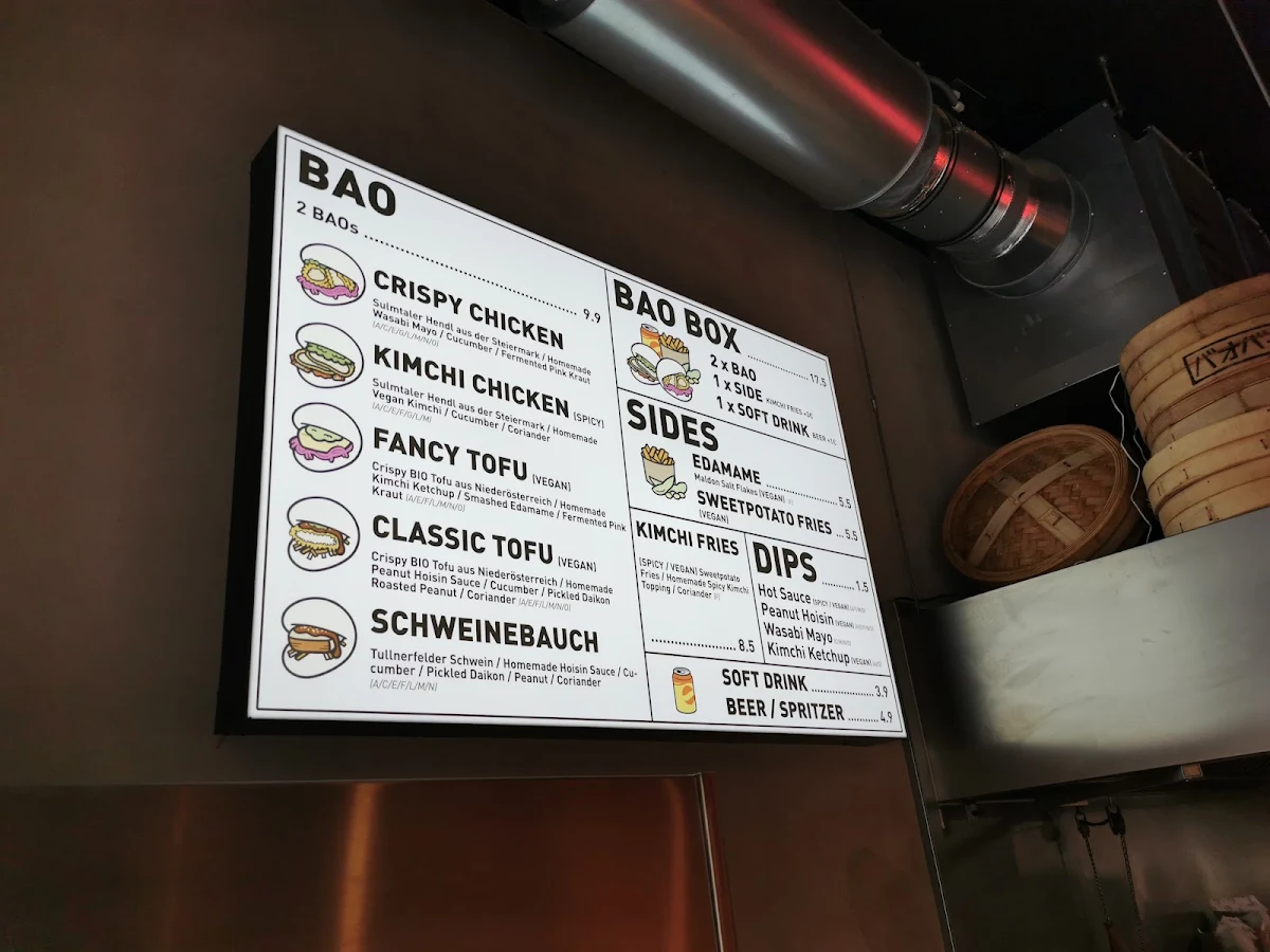 Speisekarte, BAO BAR 1070
