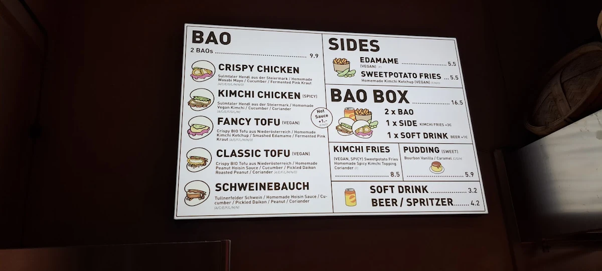 Speisekarte, BAO BAR 1070
