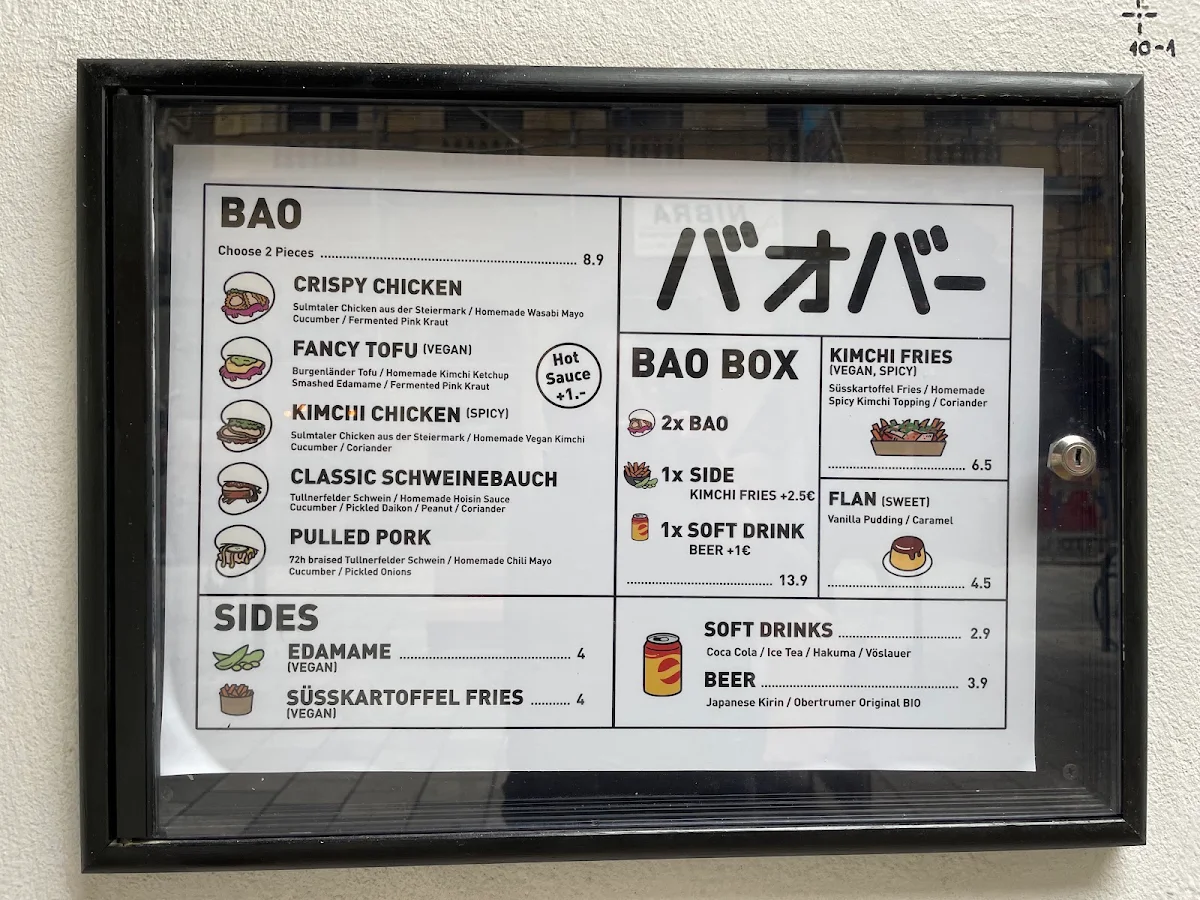 Speisekarte, BAO BAR 1070