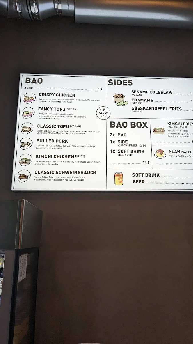 Speisekarte, BAO BAR 1070