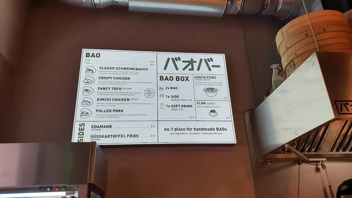 Speisekarte, BAO BAR 1070