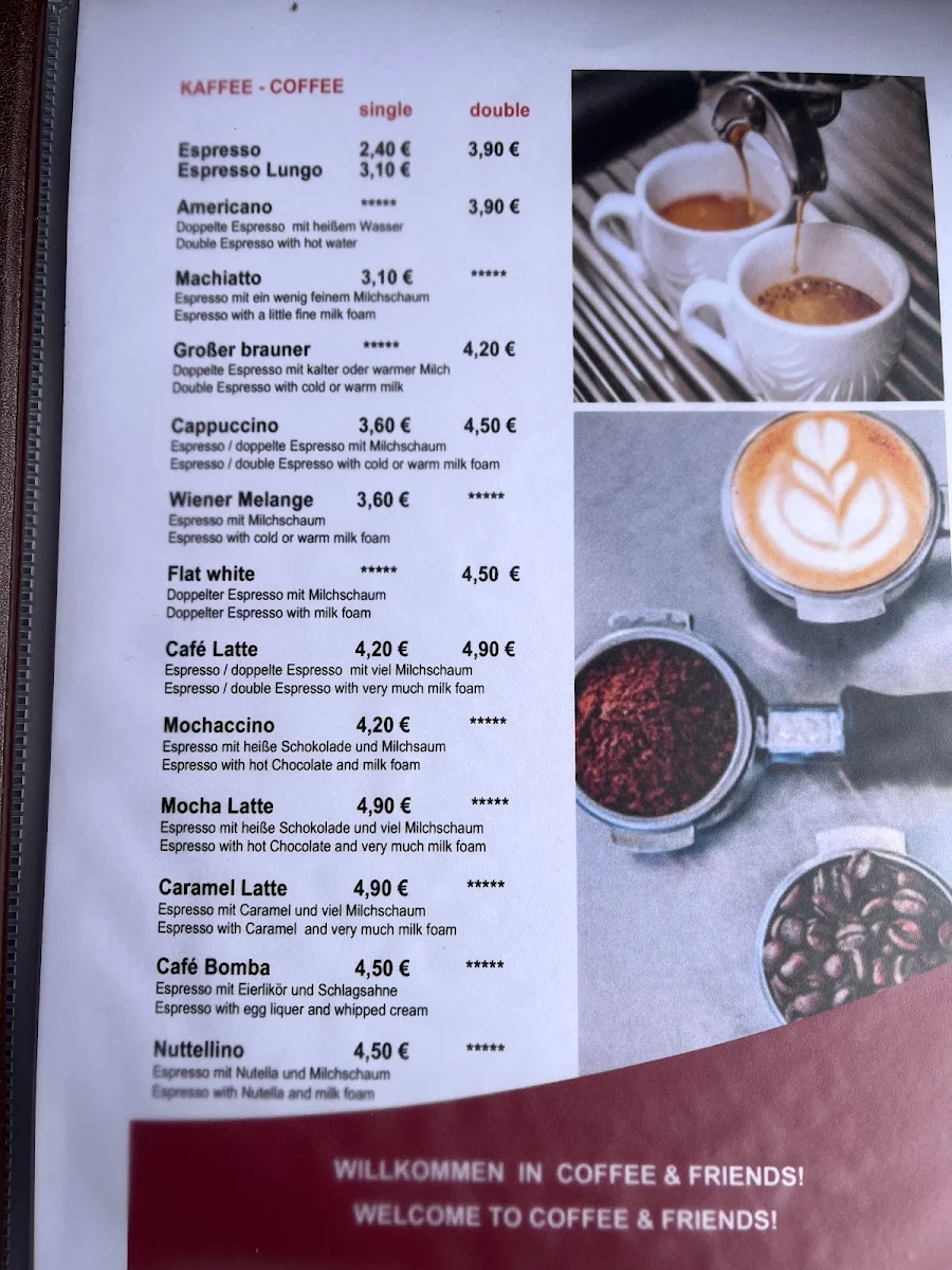 Speisekarte, Coffee & Friends