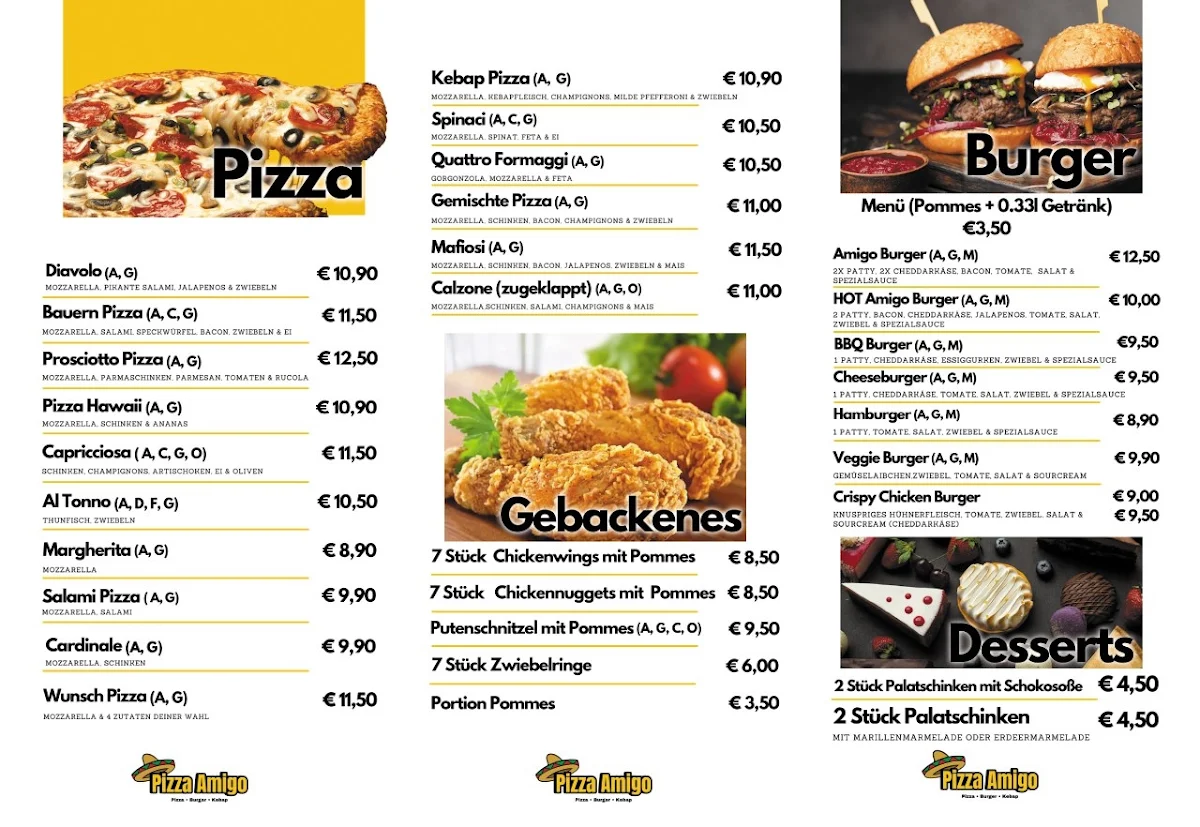 Speisekarte, Pizza Amigo