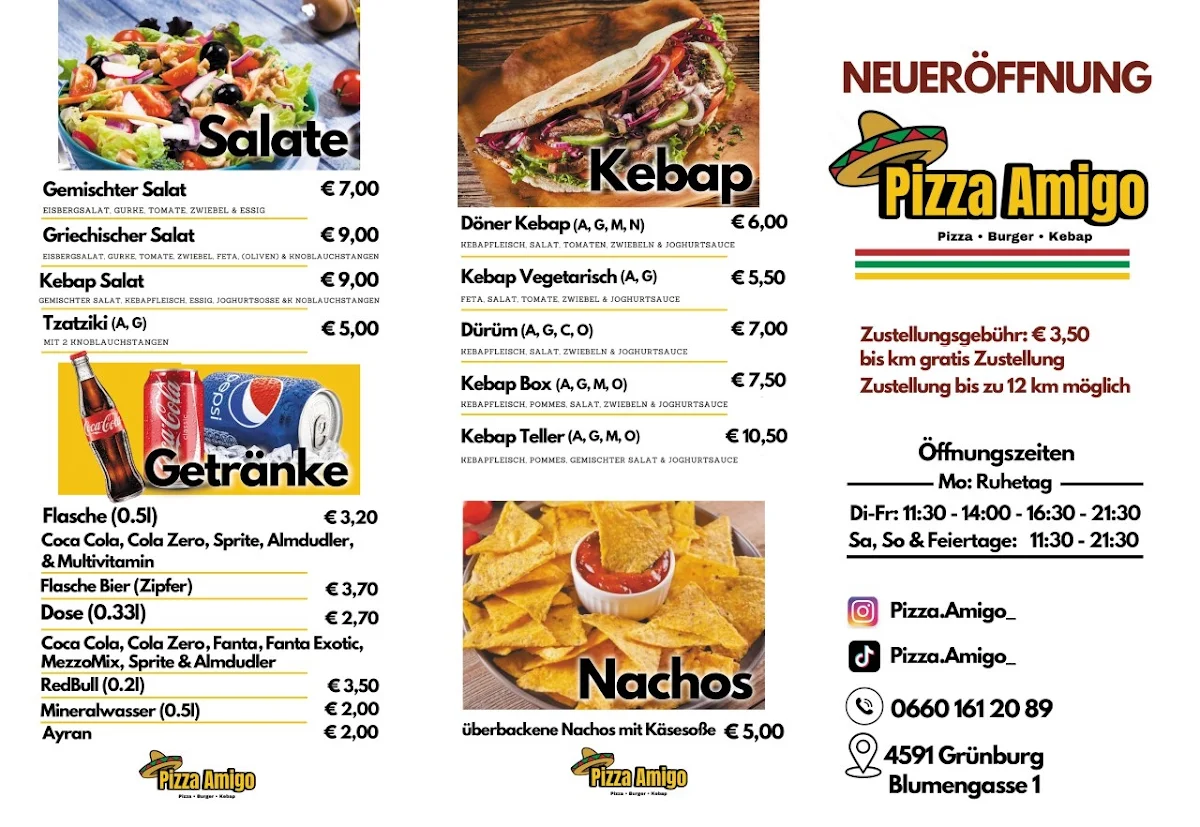Speisekarte, Pizza Amigo