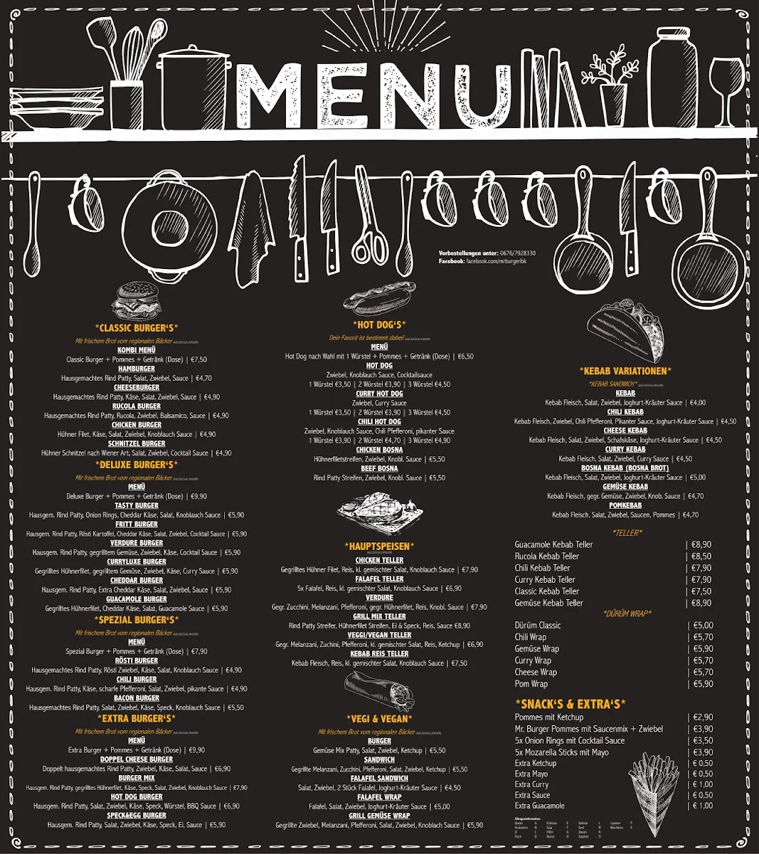 Speisekarte, Mr. Burger FOOD TRUCK