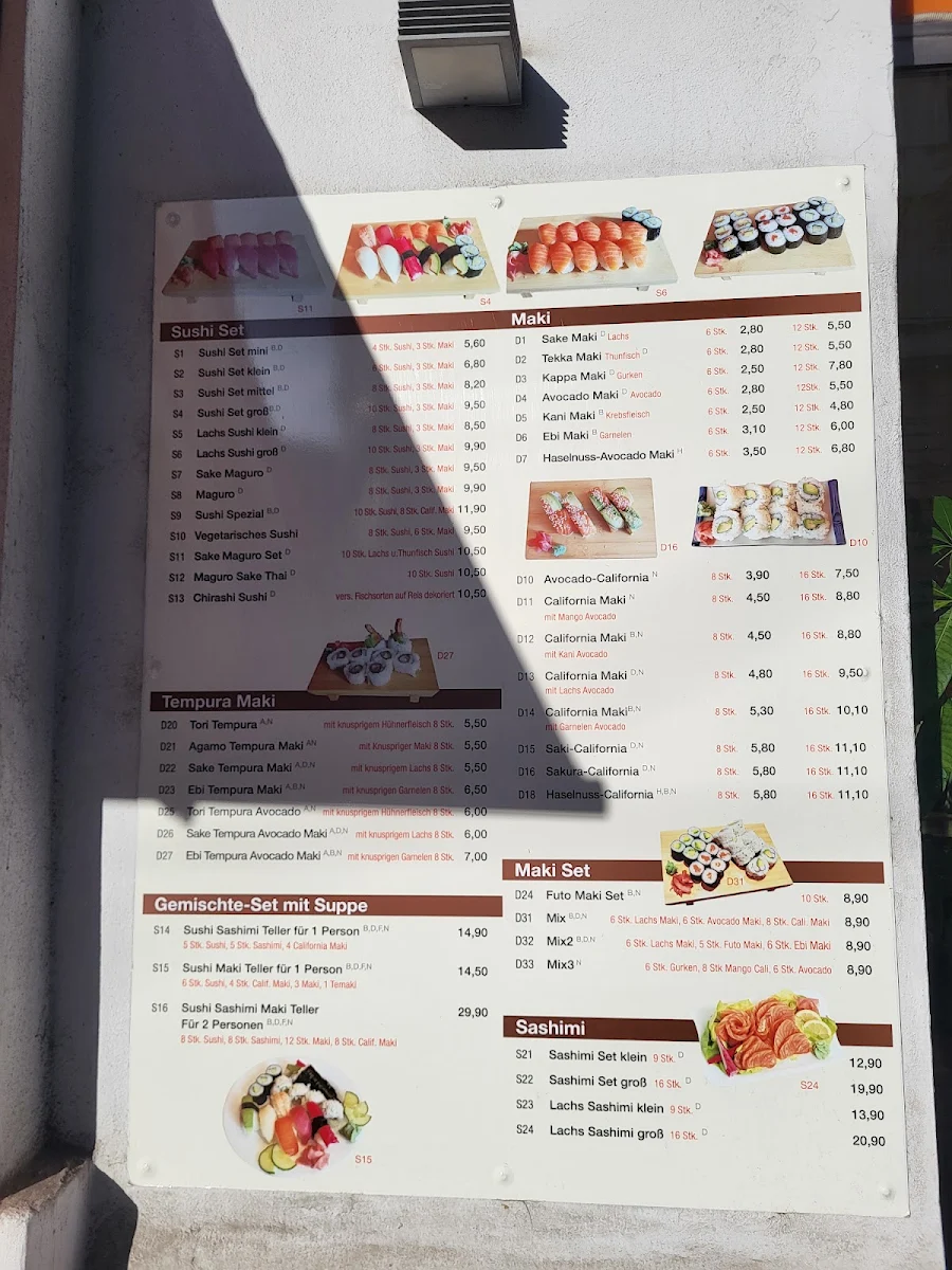 Speisekarte, Yuuka Sushi