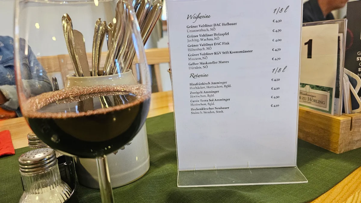 Speisekarte, Mostheuriger Mayr zu Hörling