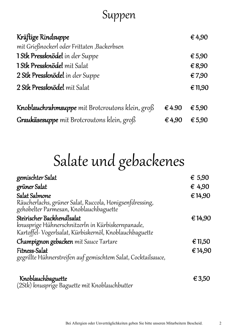 Speisekarte photo 2