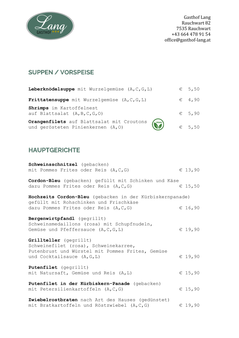 Speisekarte photo 1