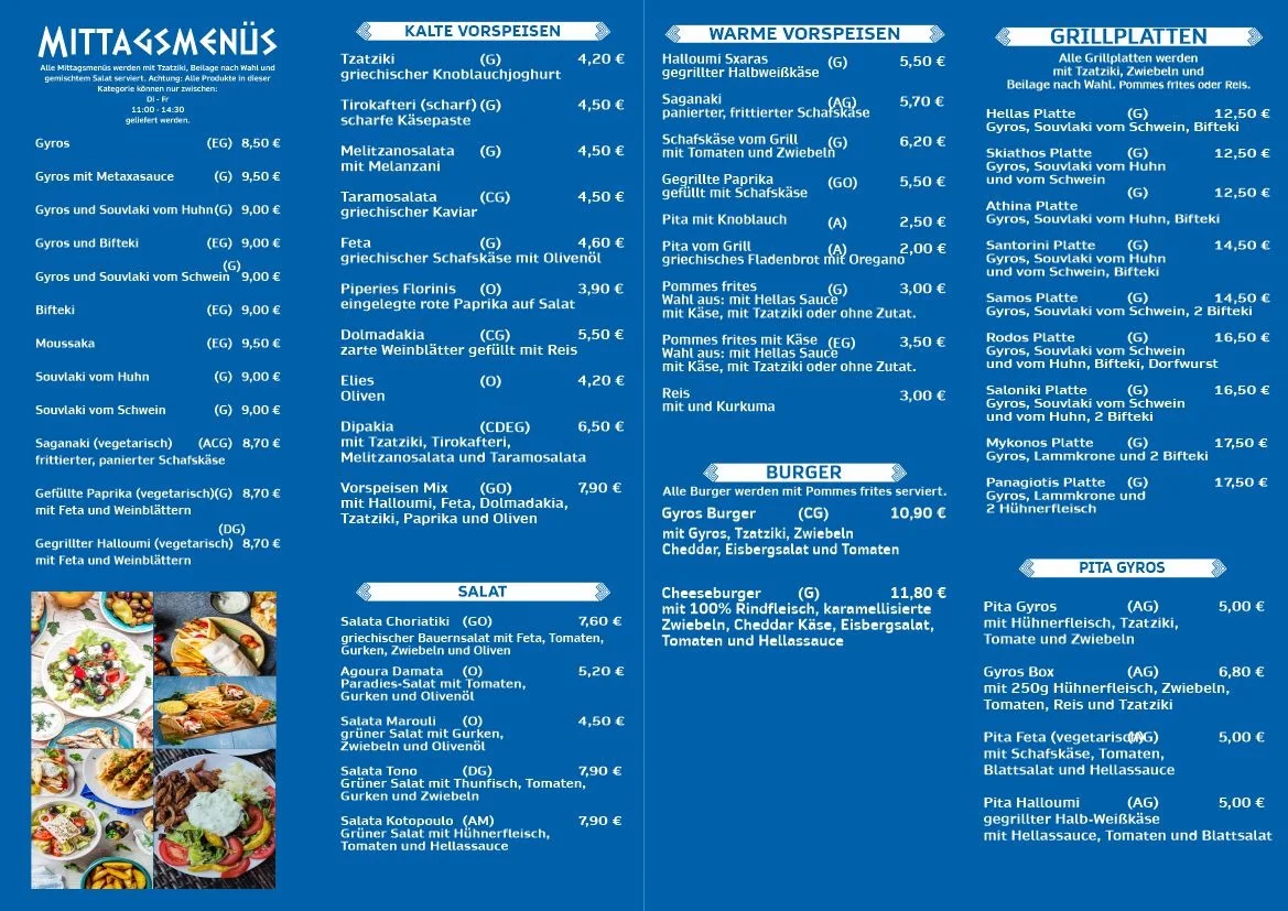 Speisekarte, Gyros Hellas