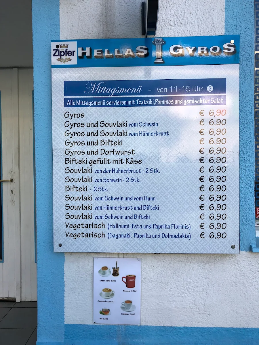 Speisekarte, Gyros Hellas