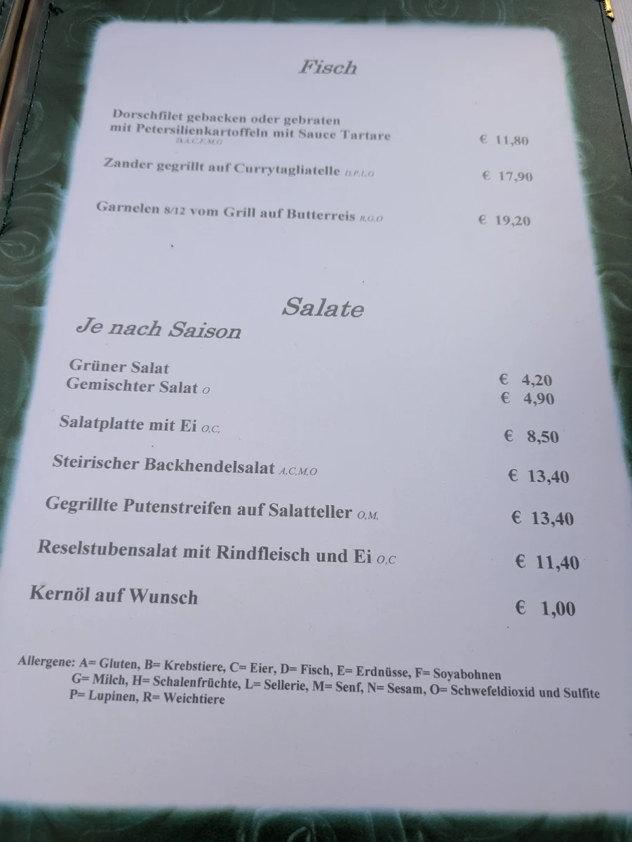 Speisekarte, Reselstube