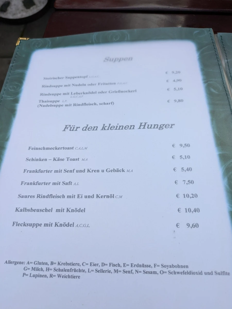 Speisekarte, Reselstube