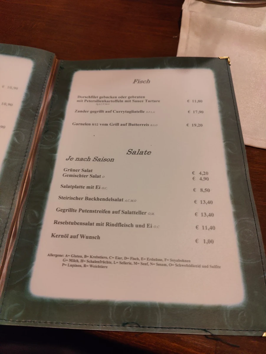 Speisekarte, Reselstube