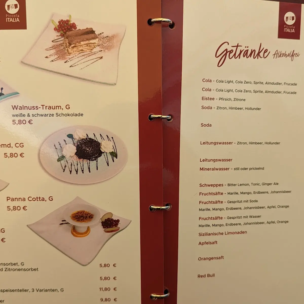 Speisekarte, Piccola Italia