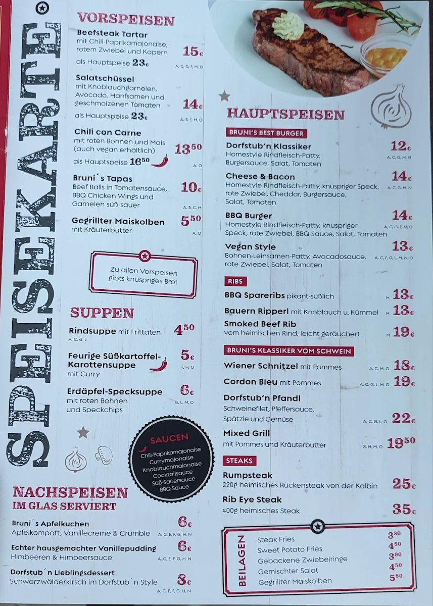 Speisekarte, Dorfstubn Jochberg - Zimmer und Restaurant