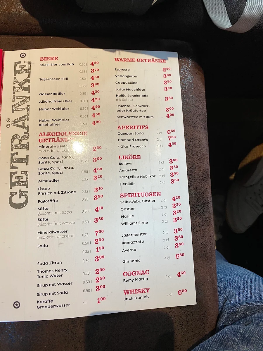 Speisekarte, Dorfstubn Jochberg - Zimmer und Restaurant