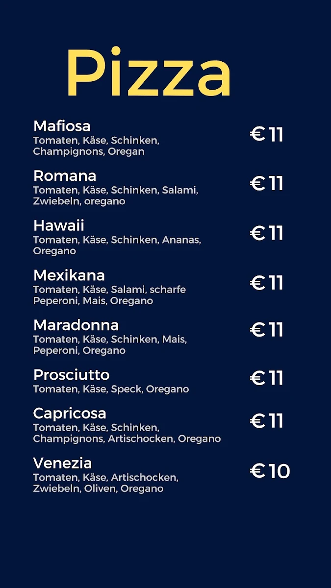 Speisekarte, Ali‘s Imbiss