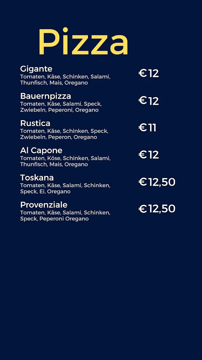 Speisekarte, Ali‘s Imbiss