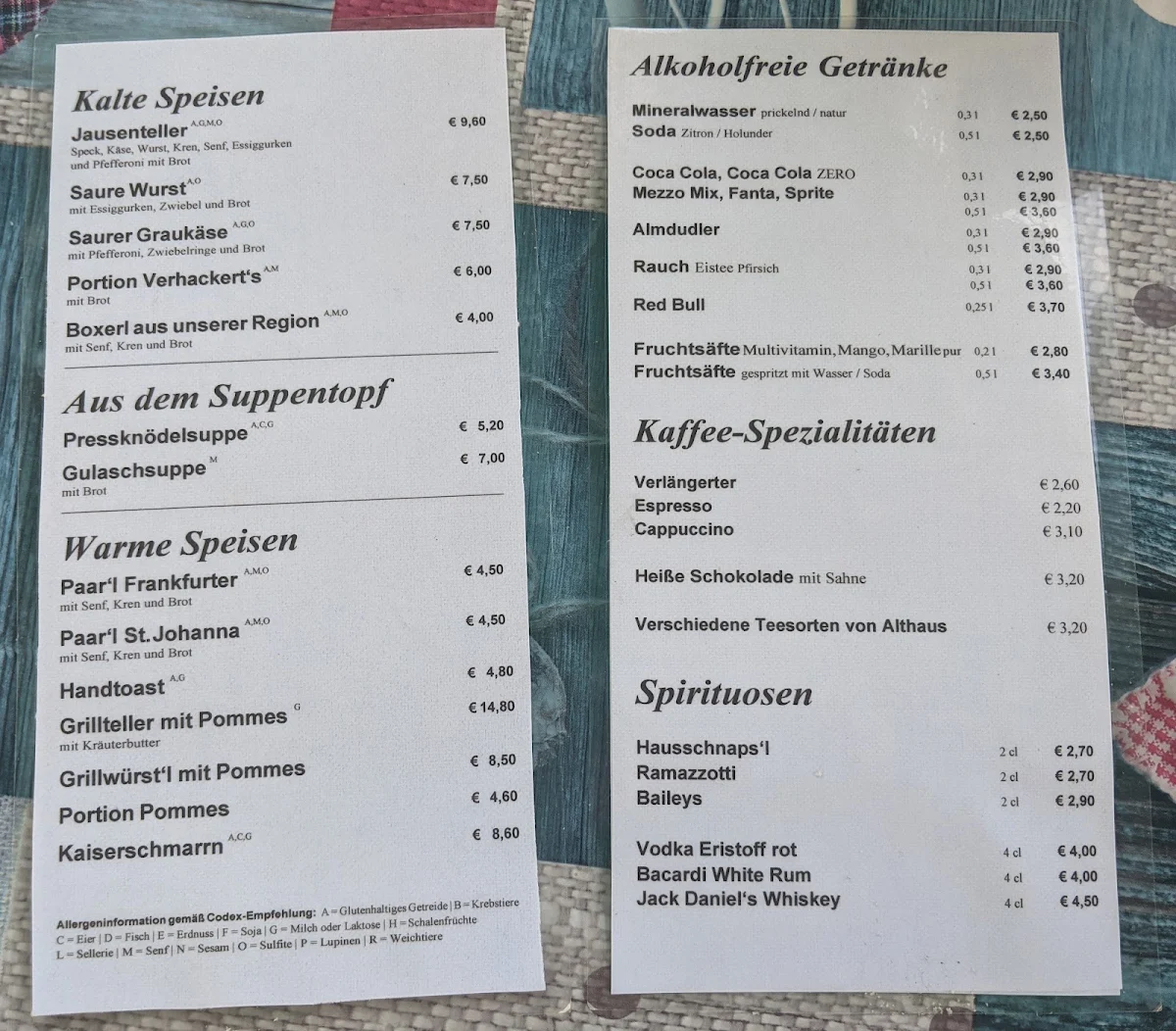 Speisekarte photo 1