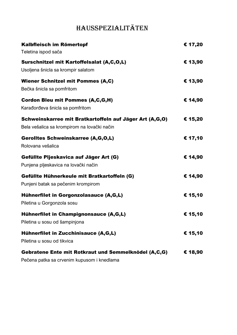 Speisekarte photo 1