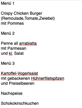 Speisekarte photo 1