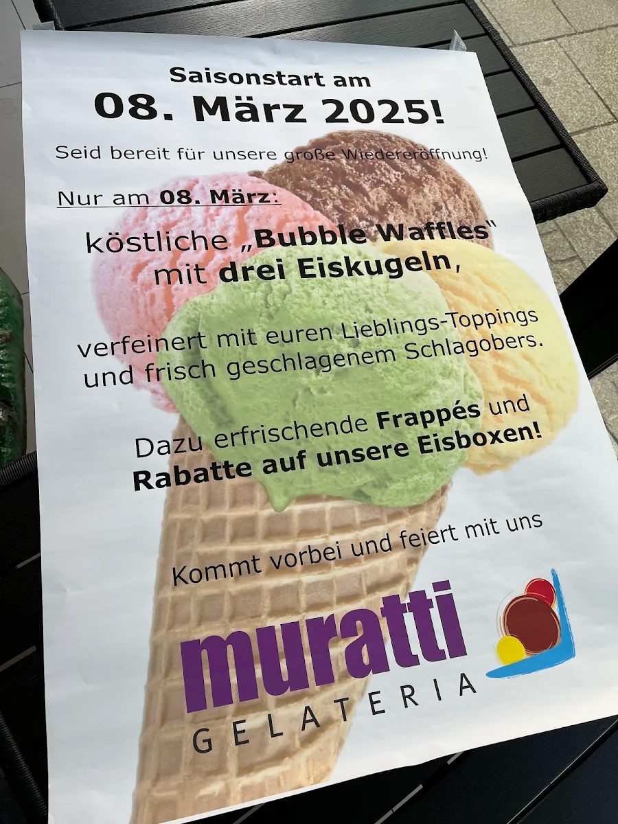 Speisekarte, Muratti Gelateria OG 2.Filliale