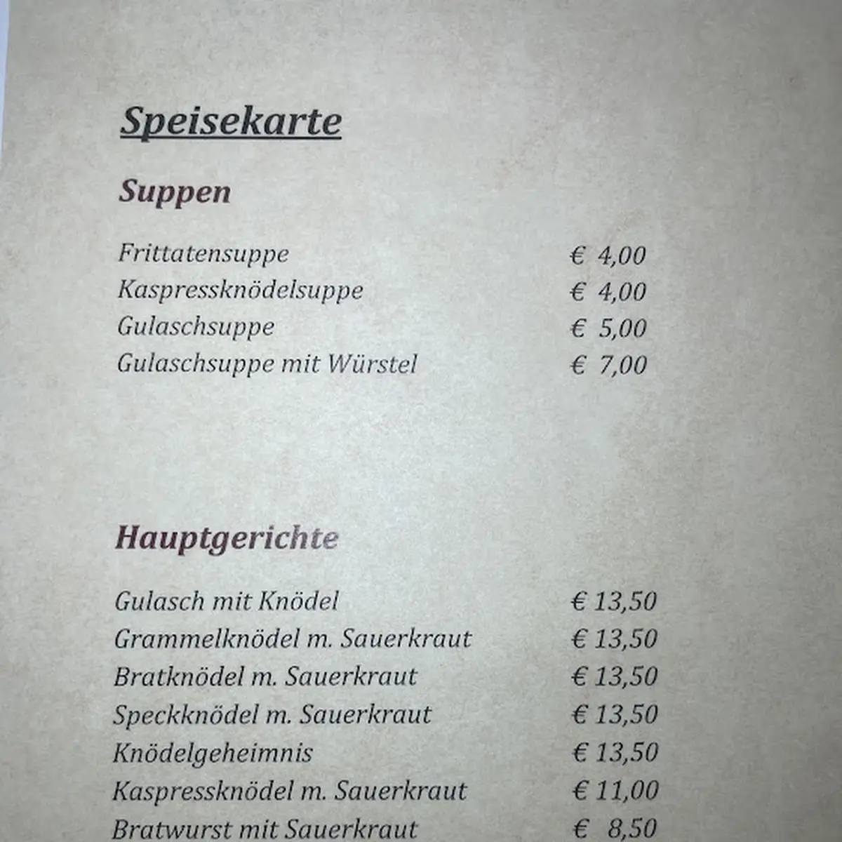 Speisekarte photo 1