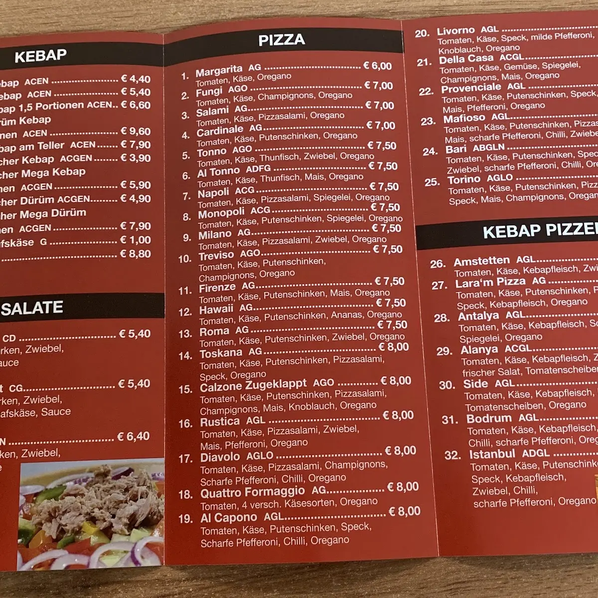 Speisekarte, Lara'M Pizza & Kebap