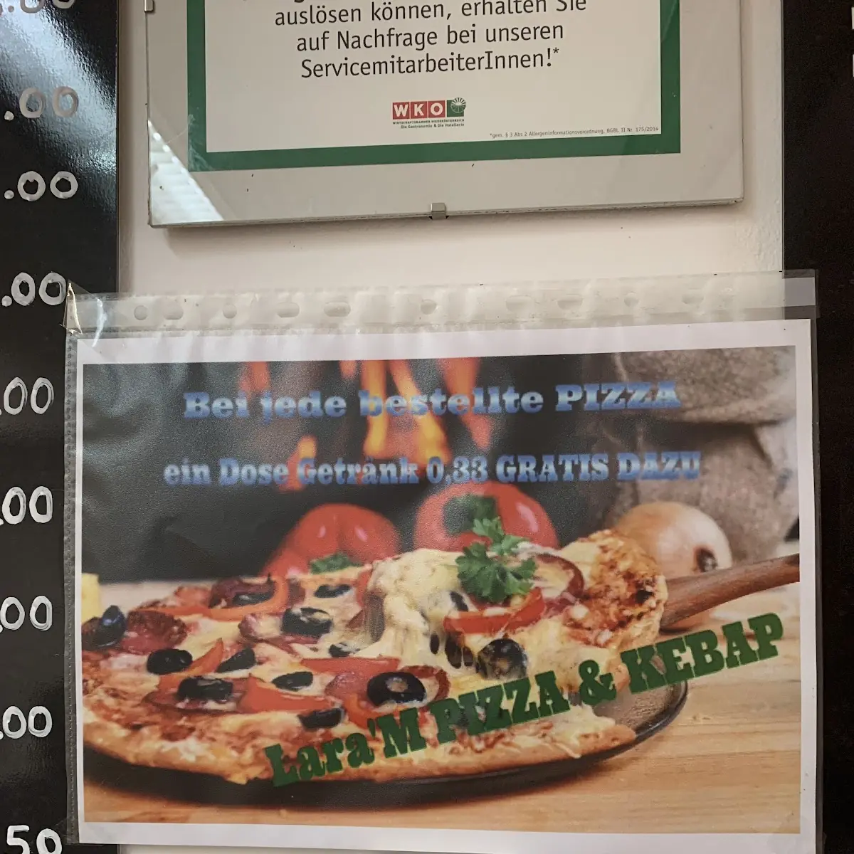Speisekarte, Lara'M Pizza & Kebap