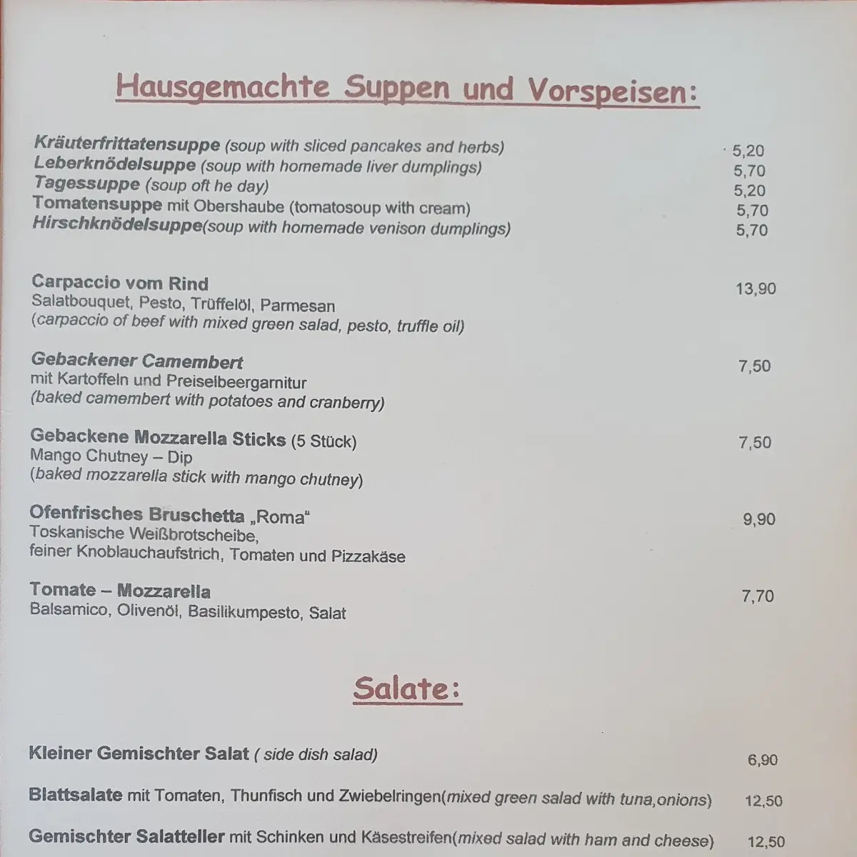 Speisekarte photo 1