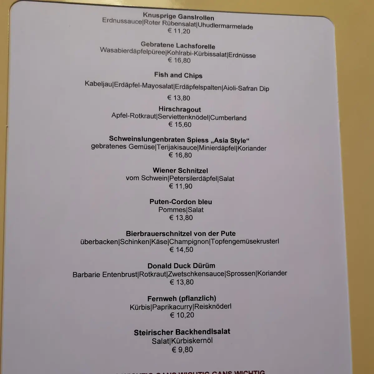 Speisekarte photo 2