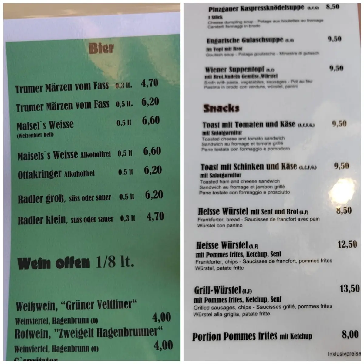 Speisekarte photo 2
