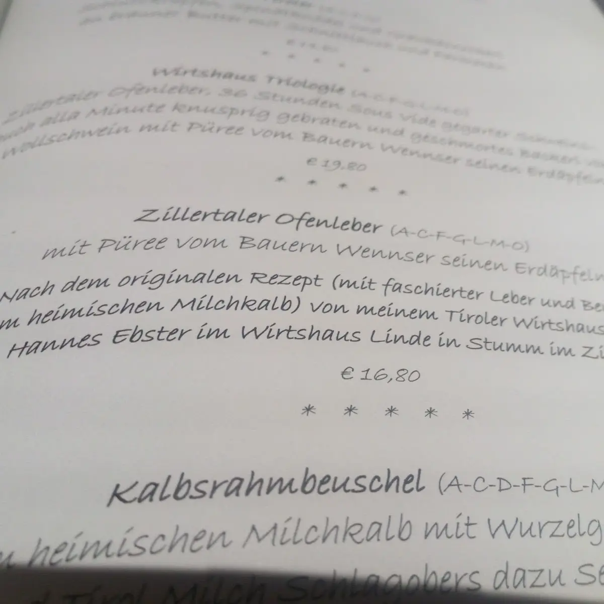 Speisekarte photo 2