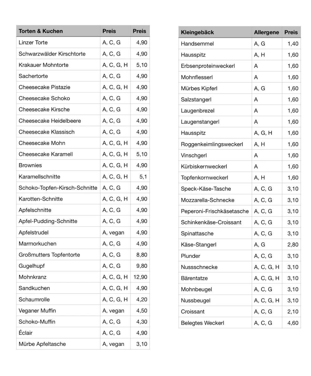 Speisekarte photo 1