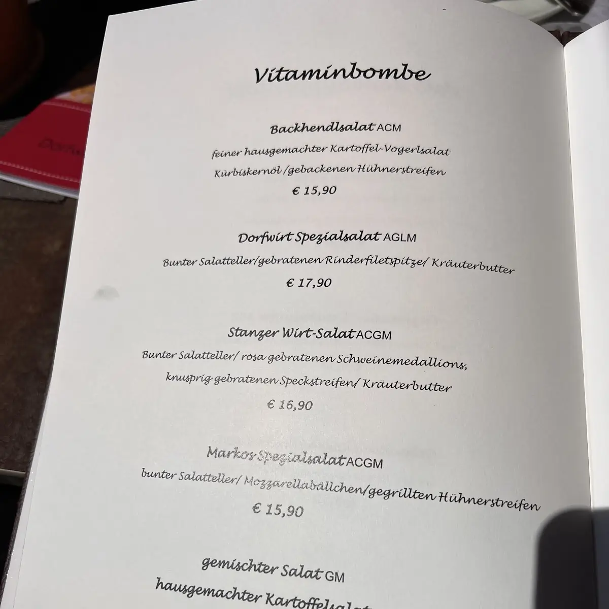 Speisekarte photo 2