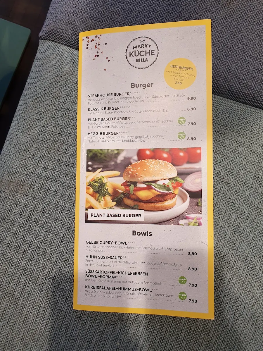 Speisekarte, BILLA Plus Restaurant