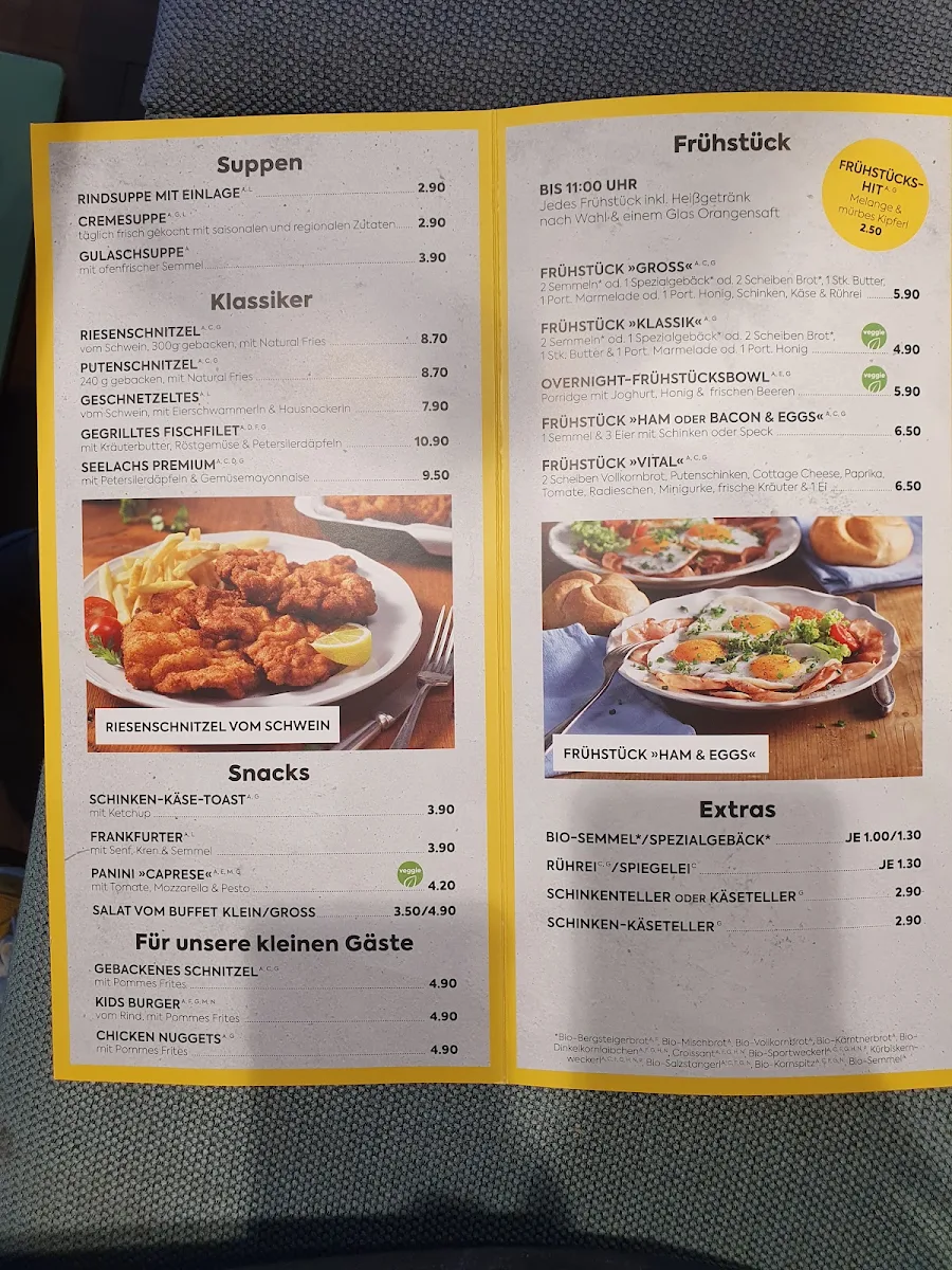 Speisekarte, BILLA Plus Restaurant