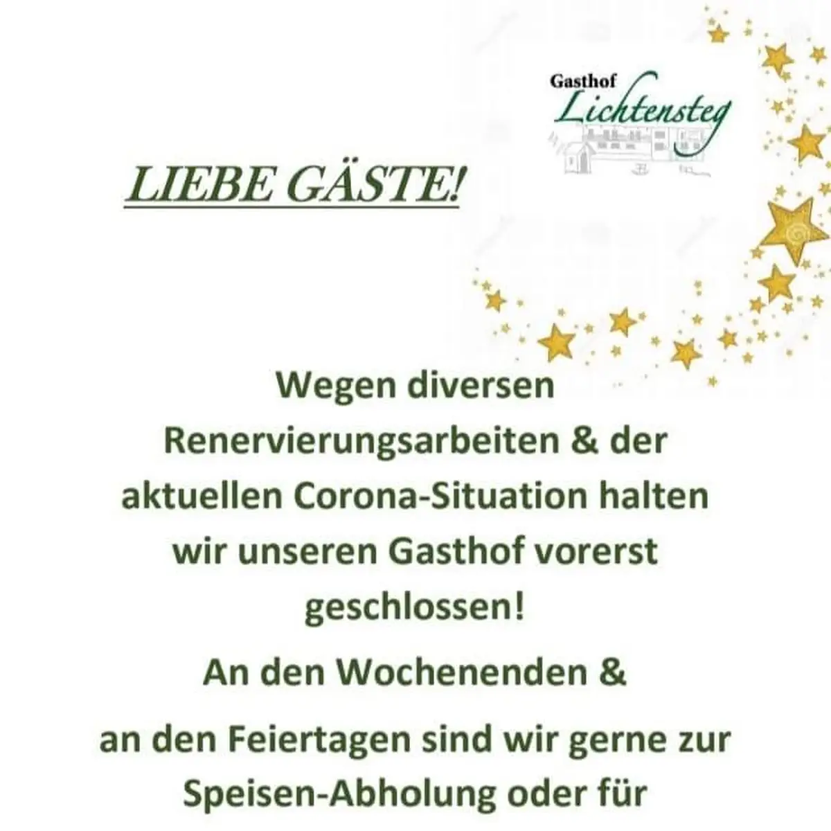 Speisekarte, Gasthof-Pension Lichtensteg
