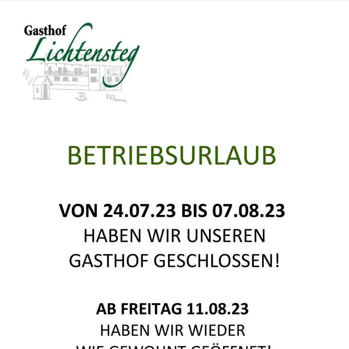 Speisekarte, Gasthof-Pension Lichtensteg