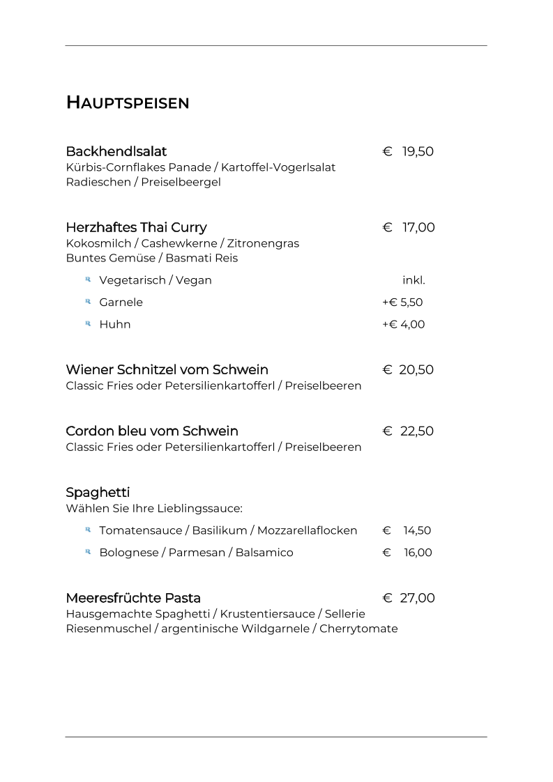 Speisekarte photo 2