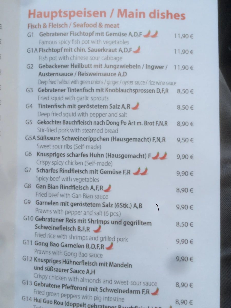Speisekarte, Aming Dim Sum Profi
