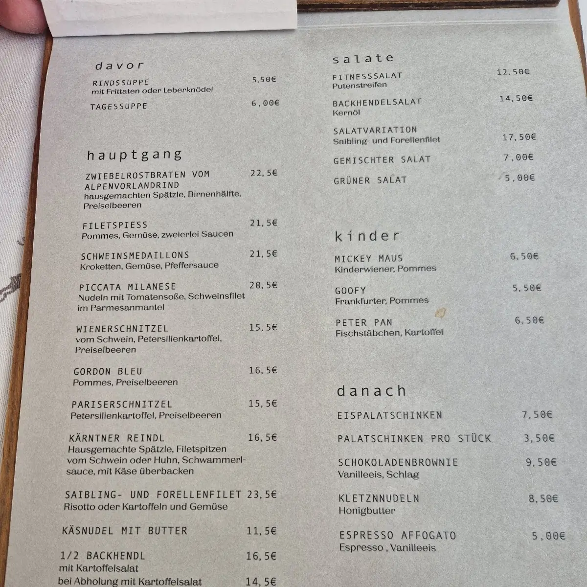 Speisekarte photo 1