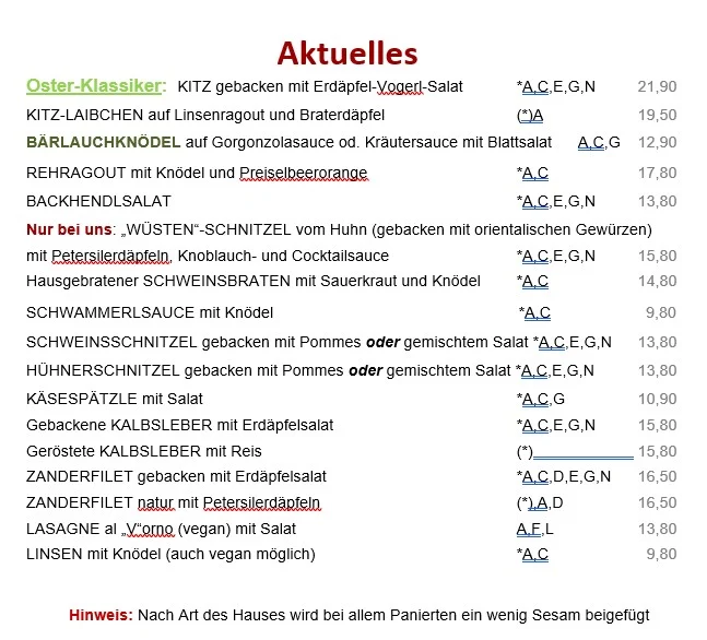Speisekarte photo 1