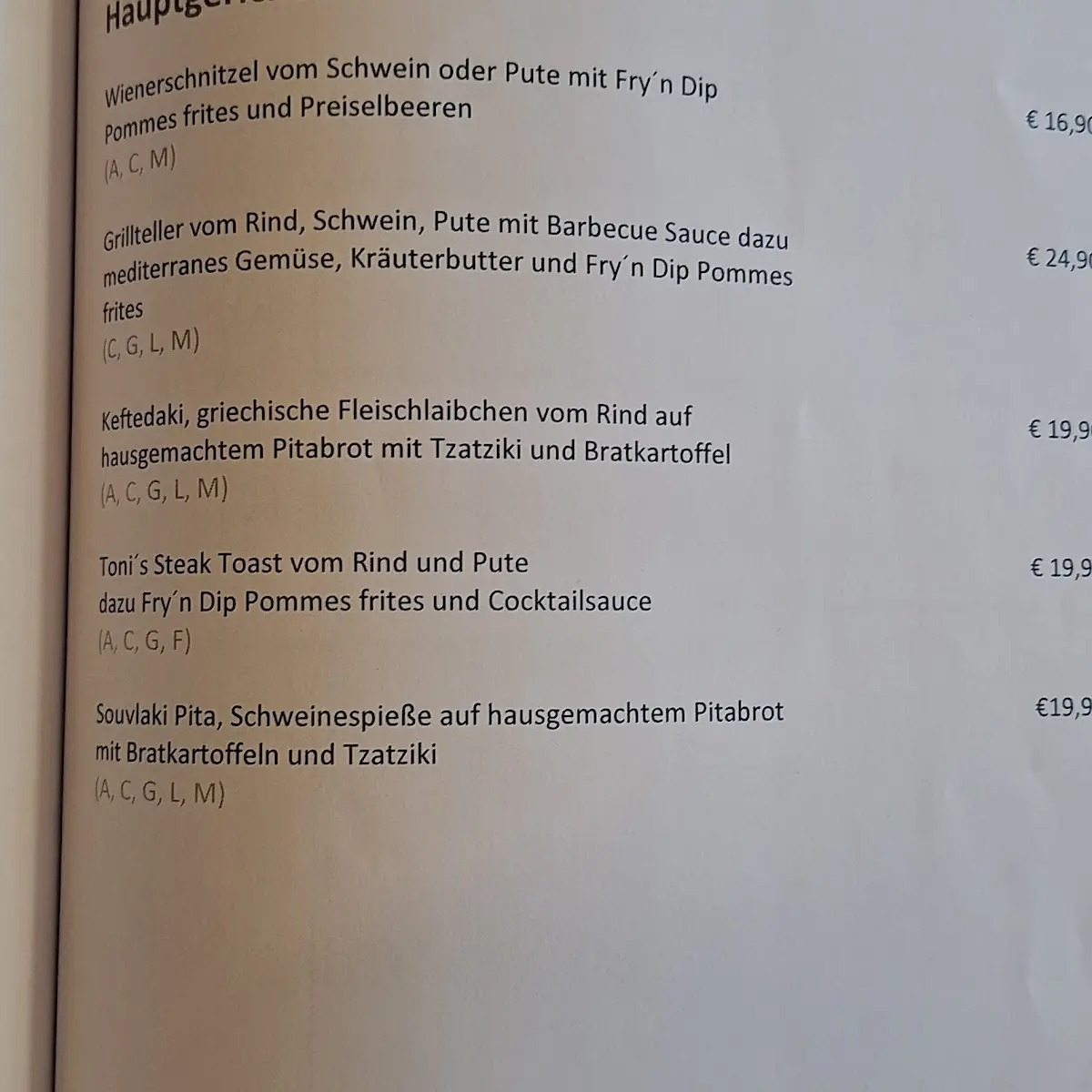 Speisekarte photo 2