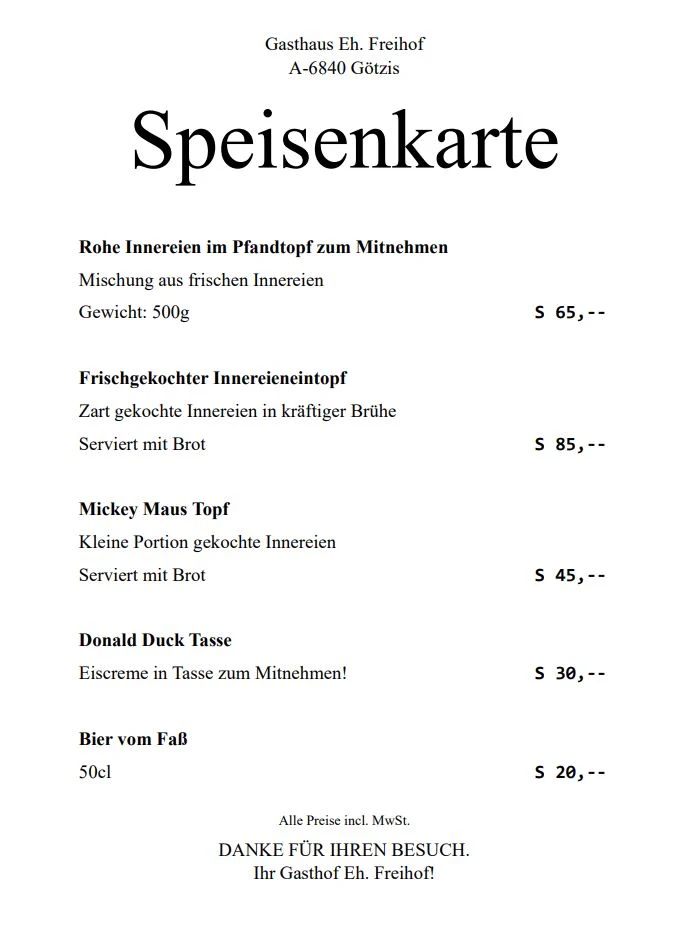 Speisekarte photo 1