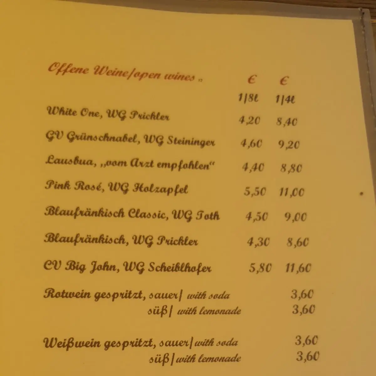 Speisekarte photo 5
