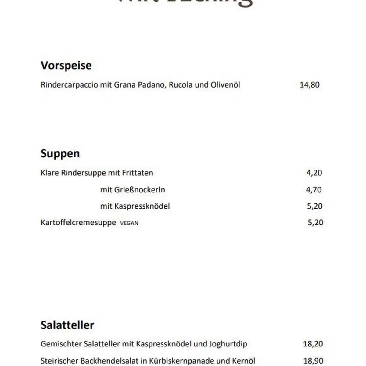 Speisekarte photo 1
