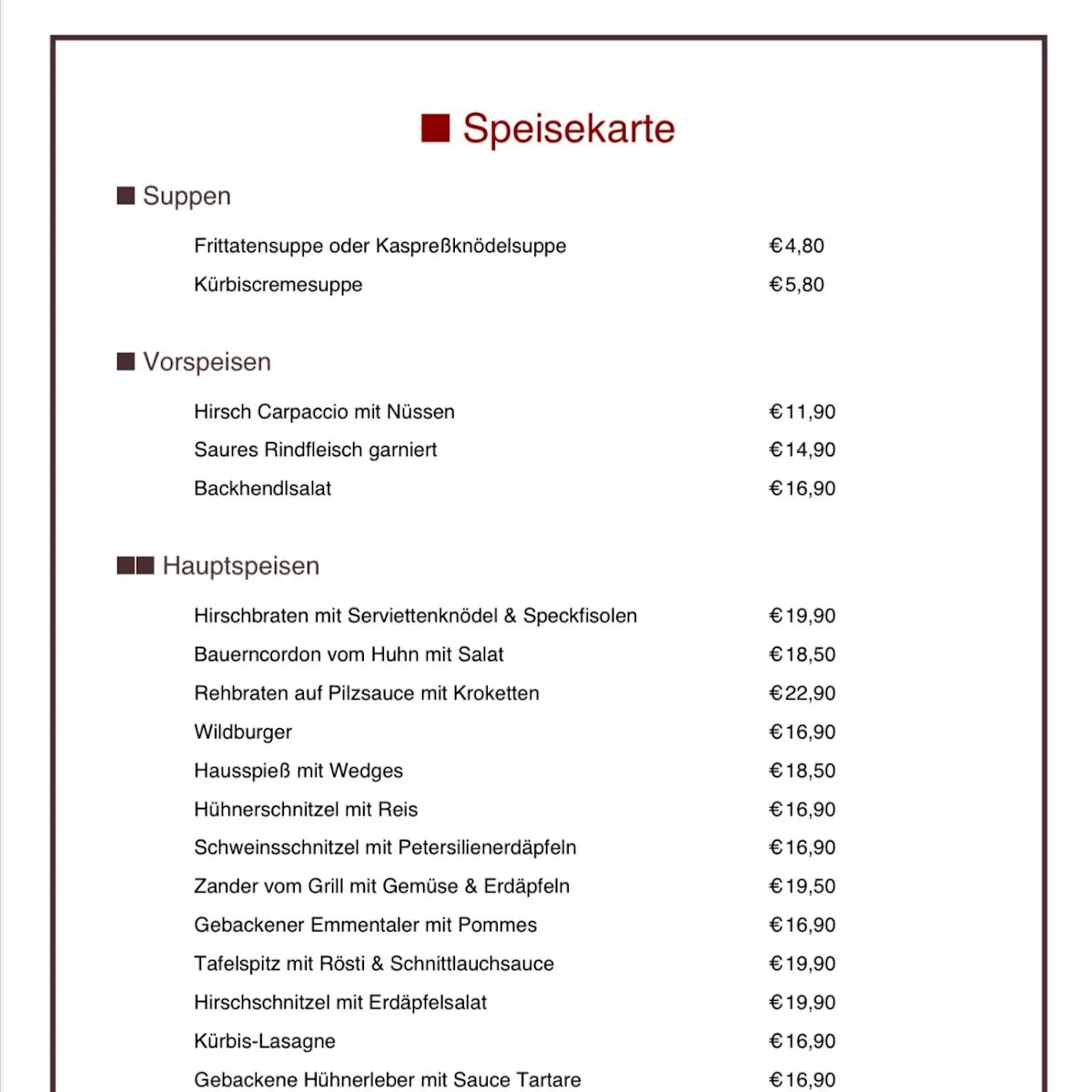 Speisekarte photo 2
