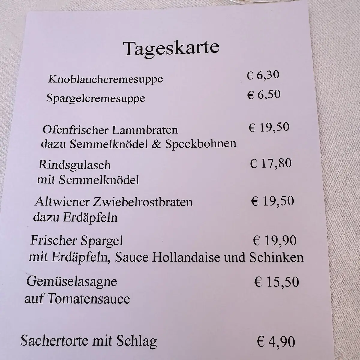 Speisekarte photo 1